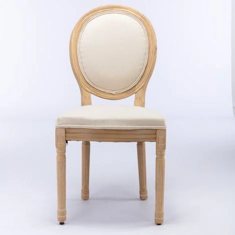 Set di 2 sedie imbottitura in schiuma e molle interna supporto robusto tessuto lino struttura legno beige