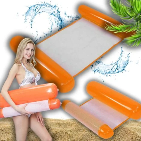 AMACA ACQUATICA CON RETE, MATERASSO GONFIABILE, SEDIA, LETTINO DA PISCINA