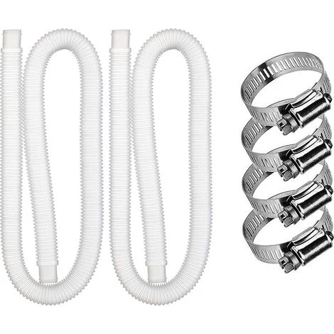 2 Tubi di Ricambio per Piscina Fuori Terra, Tubo di Ricambio per Piscina con 4 Fascette Metalliche, Tubo Filtro per Piscina Fuori Terra