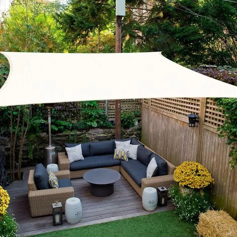 Vela Ombreggiante Rettangolare 5x6 m, Telo Ombreggiante Traspirante in HDPE (185 g/㎡), Rete Ombreggiante Rettangolare 6x5 m con Protezione UV per Terrazza Giardino Esterno, Bianco