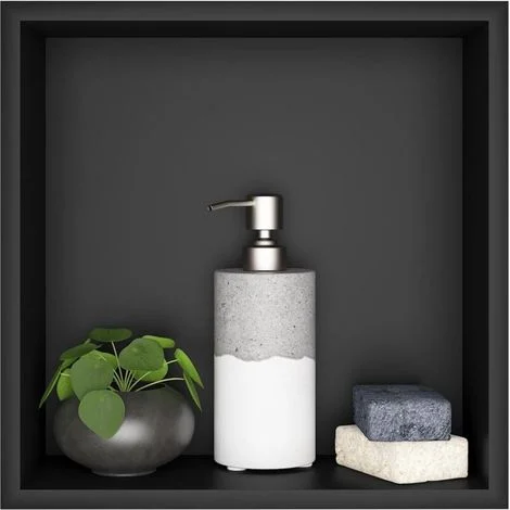 Nicchia per bagno, nicchia per doccia a parete in acciaio inox, nicchia per doccia a parete monostrato, nicchia per doccia incassata 32x32x12,5 cm, nera