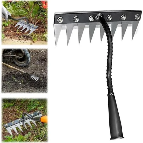Berthaus Rastrello da Diserbo, Rastrello da Diserbo a 5/6/7/8 Denti con Manico, Rastrello da Giardino in Metallo Resistente, Rastrello Bertaus per Diserbo/Allentamento/Semina (8 Teste)