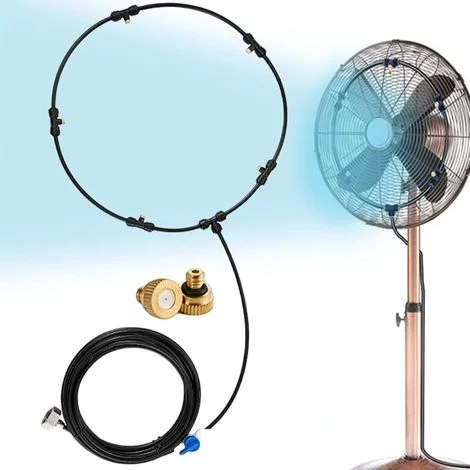 Ventilatore nebulizzatore d'acqua ALOVEZ - Ventilatori per linee di nebulizzazione - Kit di nebulizzazione con ugello nebulizzatore in ottone - 6M 6 teste con valvole