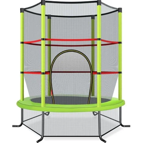 Il trampolino da giardino 140 cm con rete di sicurezza puo sostenere fino a 135 kg per bambini dai 3 anni in su verde