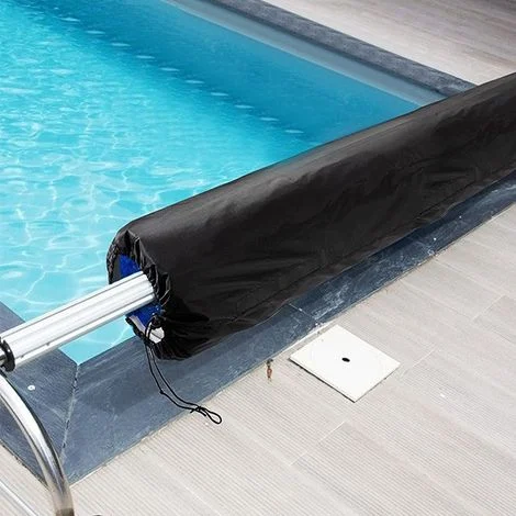 Copertura impermeabile 190T per piscine esterne, terrazzi e giardini – Copertura rotabile in colore nero 730 x 76 cm-lsw