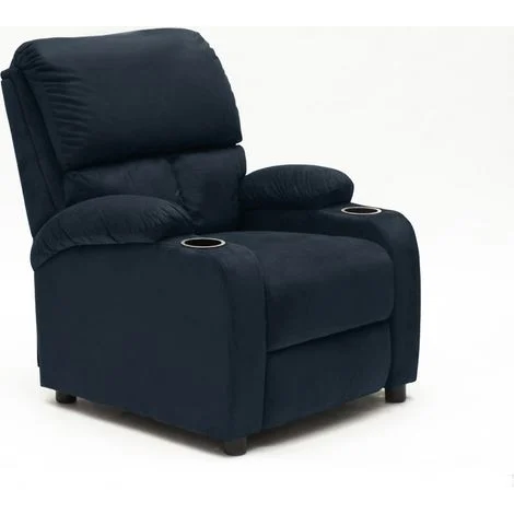 Poltrona Relax Reclinabile con Poggiapiedi in Microfibra Velluto Laura - Blu