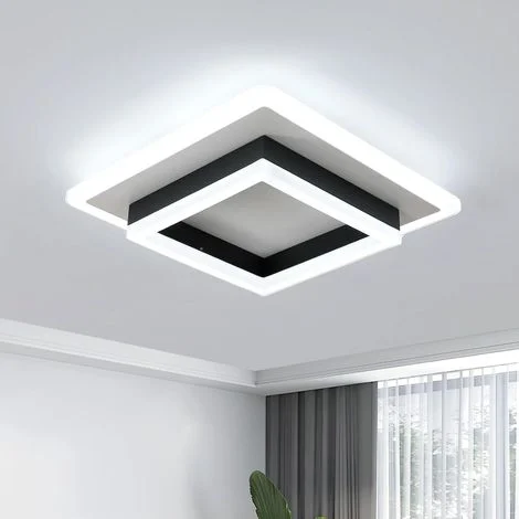 COMELY Plafoniera LED moderna, Lampada da soffitto quadrata nera 30 W 3400 lm, Plafoniera LED in acrilico per camera da letto, soggiorno, corridoio, cucina, Luce bianca fredda 6500 K, 30 cm [Classe en