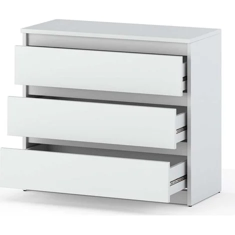 Cassettiera bianca da 80 cm, 3 pezzi, mobile TV per soggiorno, camera da letto, loft.