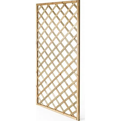 Traliccio In Legno Di Pino Impregnato Per Giardino Terrazza E Balcone Pannello Grigliato Supporto Per Piante Rampicanti Decorazione Privacy Outdoor 90 X 180 Cm Legno Naturale