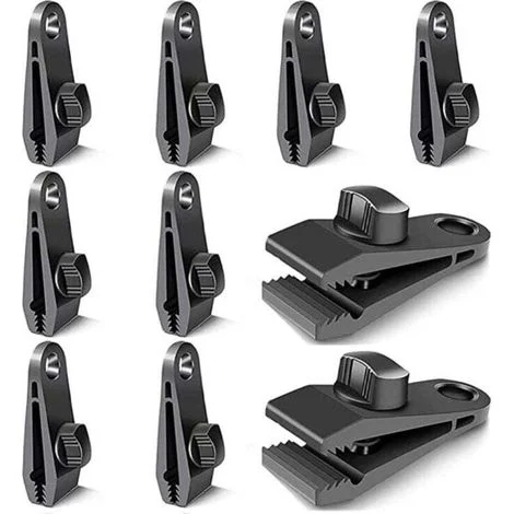10 pezzi di clip per teloni, ganci per teloni, clip antivento per tende da campeggio, accessori con clip antivento resistenti al sole (nero)