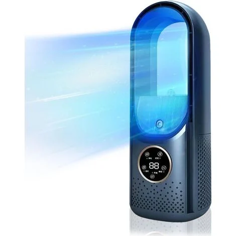 Ventilatore senza pale a 6 velocità, raffreddatore da tavolo senza ventola, ventilatore portatile silenzioso, umidificatore, condizionatore d'aria, ventilatore di raffreddamento (colore: blu) -Crezuo