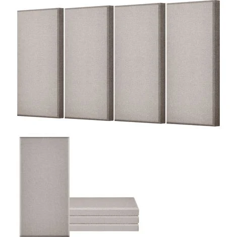 VEVOR Pannelli Acustici Murali Fonoassorbenti Autoadesivi, Pannelli Fonoassorbenti in Fibra di Vetro Bianca 4,36 kg, per Studi, Uffici, Sale Riunioni, 4 Pezzi 600 x 300 x 50 mm, Cammello