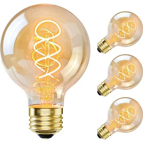 Set 4 lampadine LED Edison G80 E27 – Dimmerabili – 40W – Luce calda – Decorazione vintage
