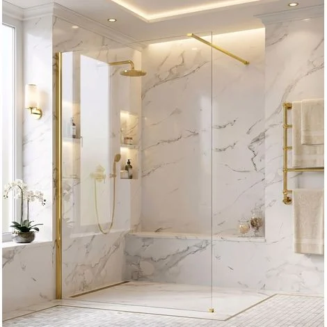 PARETE DOCCIA REA FLEXI TRANSPARENT GOLD 130