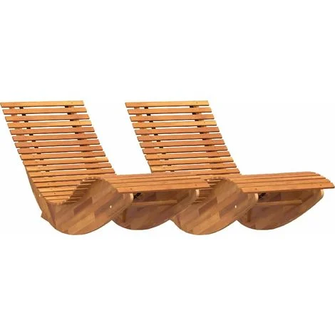 Lettino 2 pcs Marrone 154 x 60 x 74 cm Legno di Acacia Massello vidaXL