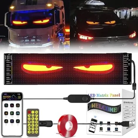 Occhi LED Devil Eyes per camion e auto, schermo flessibile, programmabile (70 x 173 mm)