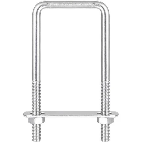 Confezione da 2 staffe di fissaggio con bullone a U in acciaio inox M12 - 60x150mm - con piastra di supporto e dadi M12 - staffe di fissaggio per rimorchi, camion, furgoni, portapacchi
