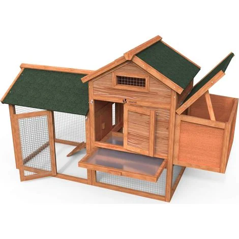 VOUNOT Pollaio in Legno, Pollaio per Galline ovaiole da Esterno, 151 x 62 x 92 cm