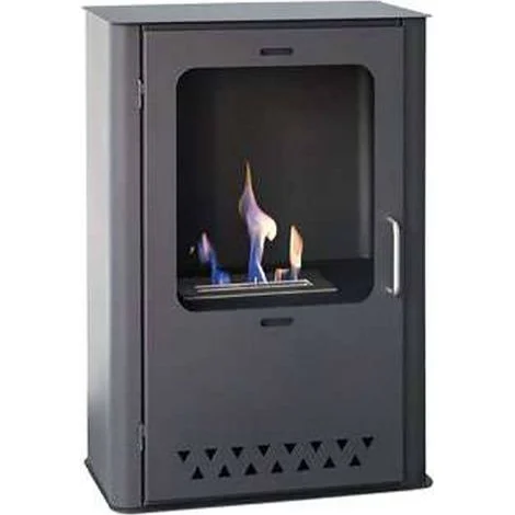 Dmora - Stufa a bioetanolo Altidona, Camino a bioetanolo, Stufa ecologica, Riscaldatore senza canna fumaria, Made in Italy, 50x30 h68 cm, Grigio
