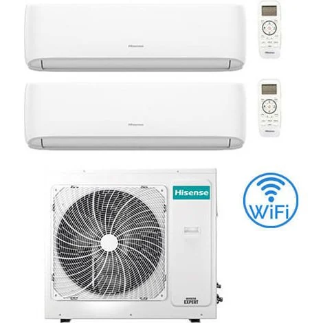 Climatizzatore Condizionatore Hisense Hi Comfort Wifi R32 Dual Split Inverter 9000 + 18000 BTU con U.E. 3AMW62U4RJC Classe A++/A+