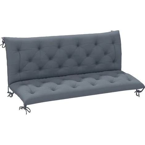 Cuscino per panca, materasso per seduta e schienale per panca da giardino, cuscino per altalena, divano a 3 posti, alto comfort, 150 x 98 x 8 cm, grigio