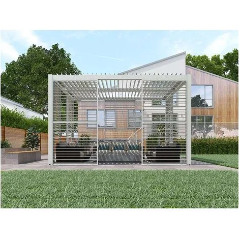 Giardini di Maggio Pannelli Persiana per Pergola Calicantus - Bianco - Lato 4m - 370x238 cm