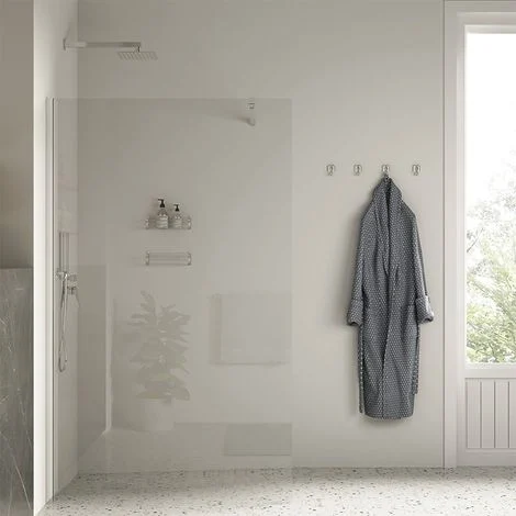 Parete Walk-in 140 cm Vetro Trasparente e Profilo Acciaio Spazzolato - Rest
