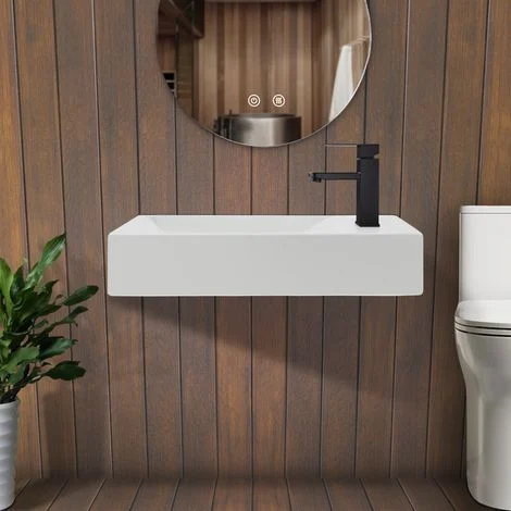 GBLY Lavandino lavabo 40 × 22 × 10 cm in Ceramica con Foro per Rubinetto - lavabo destro Moderno lavabo sospeso per un WC ospiti