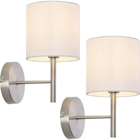 Set Winsford di 2 Applique per Interni Paralume Cilindrico in Tessuto Bianco lux.pro