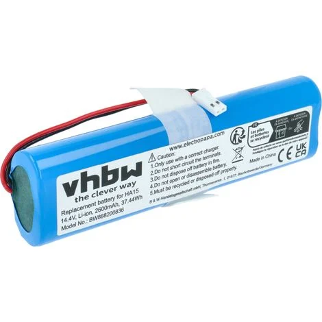 vhbw batteria compatibile con Zaco V4, V3sPro, V80, V85 home cleaner blu (2600mAh, 14,4V, Li-Ion)
