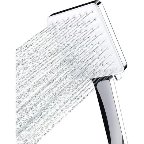 Soffione doccia Newentor, ampio soffione quadrato con comando a una mano, soffione ad alta pressione con 6 tipi di getto, cromato.