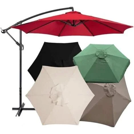 Telo di ricambio universale per ombrellone da giardino, patio, cortile, spiaggia, piscina, mercato, 3 m/6 stecche, colore kaki
