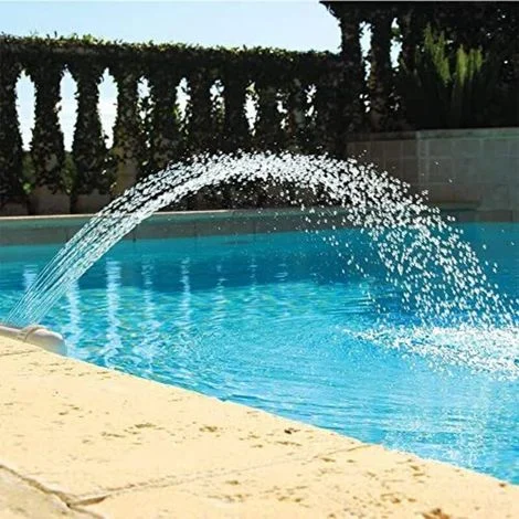 Fontana a cascata fuori terra per piscine esterne – rubinetto regolabile in acciaio inox con vasca integrata, design moderno