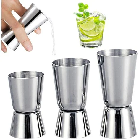 Set di 3 jigger per cocktail in acciaio inox: misurino per alcol, misurino per cocktail, misurino doppio per alcol, 30 ml, 40 ml, 50 ml, misurino da bar, barman professionista, per bar, feste, vino, c