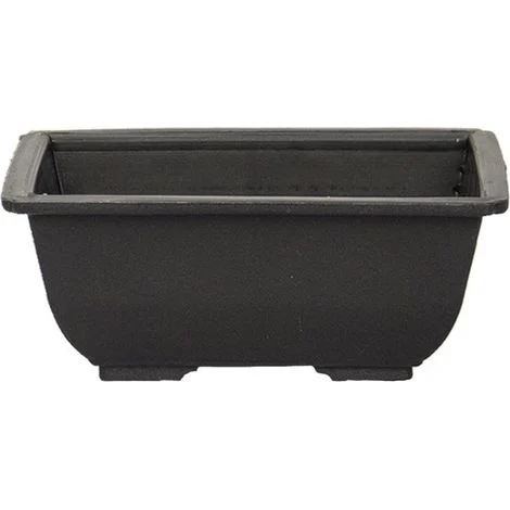 Vaso Giapponese rettangolare in plastica marrone per bonsai 11,5x8x4,5 cm - PG1