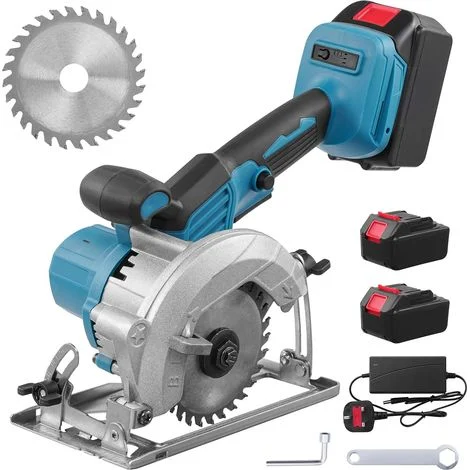 Sega circolare a batteria da 3000W,sega circolare elettrica da 6700giri/min con 2batterie al litio da 2,0Ah e caricabatterie,angolo di taglio regolabile da 0 a 45° per legno,marmo e metallo,con lama