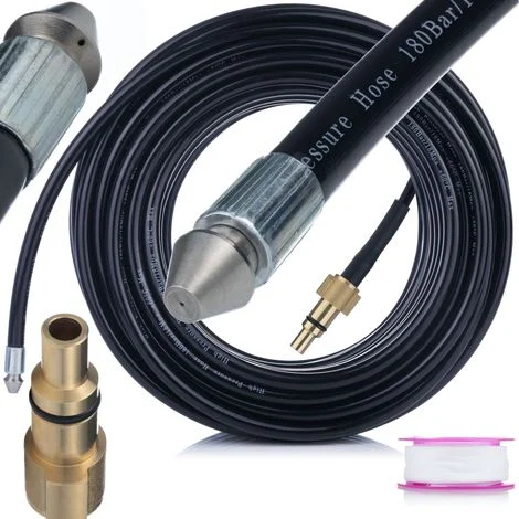 Tubo Alta Pressione 15m – Compatibile con Idropulitrici Lavor – Pressione Max 160 Bar, Resistente e Flessibile, Ugello 1+3