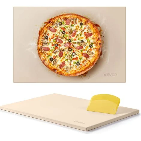 VEVOR Pietra per Pizza, Pietra da Forno per Pizza Rettangolare in Cordierite da 508 x 355 x 17 mm, con Raschietto, Cordierite Resistente al Calore, per Forno da Cucina, Cottura di Pane