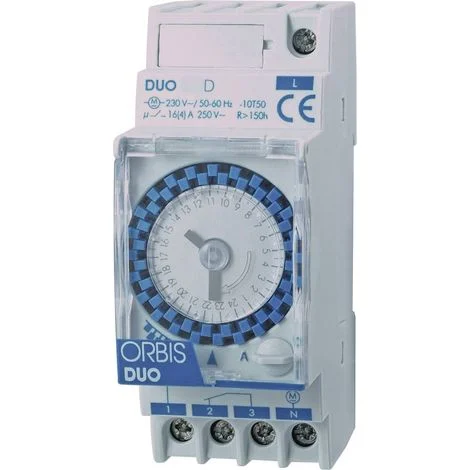 ORBIS Zeitschalttechnik DUO D 230 V Timer per guida DIN analogico 230 V/AC