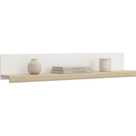 Mensola Ollol, un Ripiano, Sfumatura Colore Struttura Rovere, Colore Struttura Marrone, 150x22x24h cm Bianco
