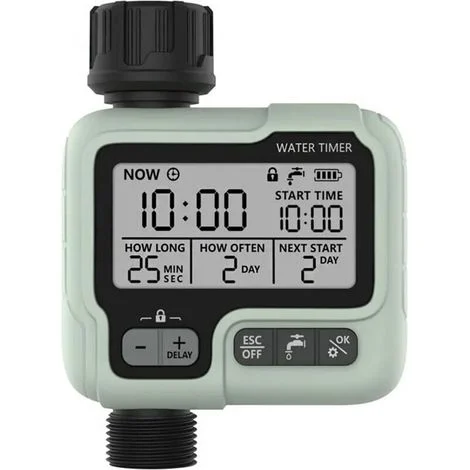 Timer per irrigazione, regolatore dell'acqua IPX5, irrigatore automatico manuale impermeabile con ampio schermo LCD, facile installazione per balconi