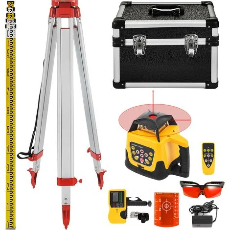 Mophorn Kit di livella laser rotante, treppiede da 5 m, strumento di misurazione per l'edilizia autolivellante, laser rosso