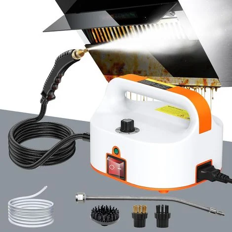 Pulitore a vapore, potente pulitore a vapore domestico da 2500 W, 6 velocità, 4,5 bar, portatile, alta temperatura, pressurizzato, per tappezzeria, bagno, piastrelle, auto (senza serbatoio)