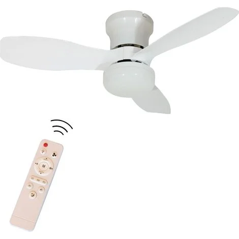 Ventilatore da soffitto a LED bianco dimmerabile con telecomando – Motore a corrente continua silenzioso