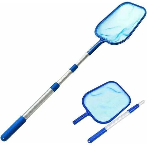Retino da piscina da 150 cm – Rete a maglia fine – Tubo robusto in alluminio – Manico telescopico regolabile da 44 a 105 cm