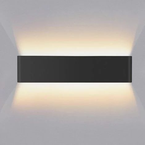 (Nero) Applique da interno da 40 cm, illuminazione verso l'alto e verso il basso, in alluminio, applique decorativa/moderna, luce bianca calda 3000k