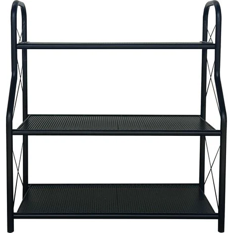 Stabiles Metall-Blumenregal Allzweck-Standregal 68×30×77 cm, 3 Ebenen, matt schwarz, Industriedesign Pflanzenständer Blumentreppe Outdoor