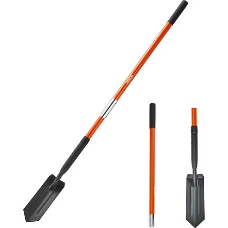 VEVOR Pala Trincea, Lunghezza 1425 mm, Scavatrice da Trincea Stretta con Manico in Fibra di Vetro e Impugnatura Antiscivolo, per Giardinaggio, Edilizia, Scavi e Rimozione della Neve