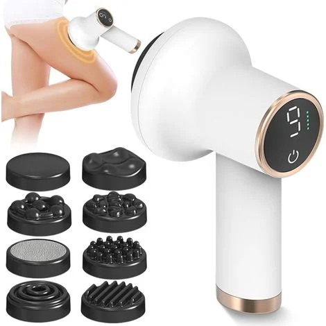 Massaggiatore elettrico portatile anticellulite con 8 accessori intercambiabili, rassoda e allevia la stanchezza di gambe, collo, spalle, vita e addome.