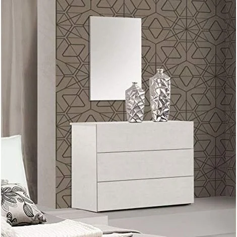 Cassettiera Como' per camera da letto con 3 cassetti Bianco Frassino 103 cm